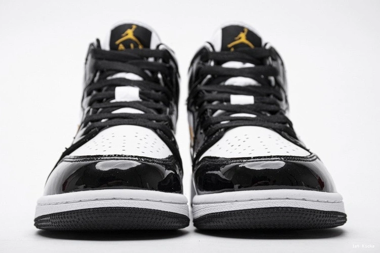 1 Black Gold  Mid Jordan Patent  White 852542-007 0410